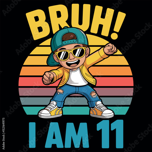 11 Year Old Birthday Boy Dabbing Bruh It's My 11th Birthday