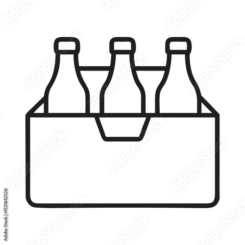 Line art illustration of bottles in cardboard packaging six pack carrier