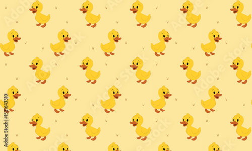 Charming Repetition of Yellow Ducklings pattern