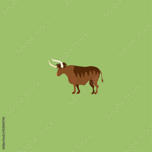 Aurochs bull icon logo flat vector design