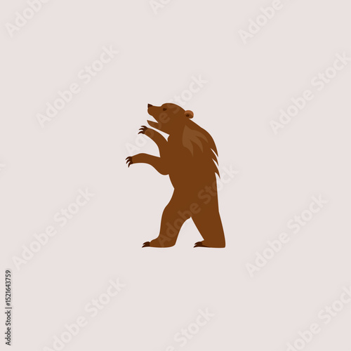 Angry Brown Bear icon logo flat vector design