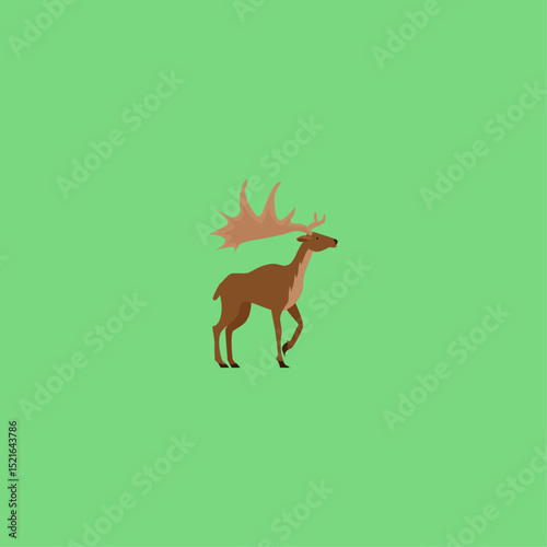 Elk with antlers icon logo flat vector design