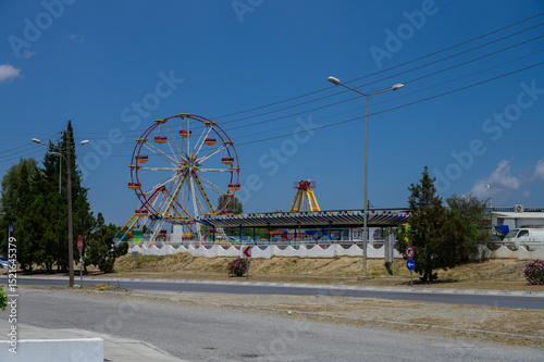 Ferris Wheel in Luna Park on a Sunny Day in Cyprus