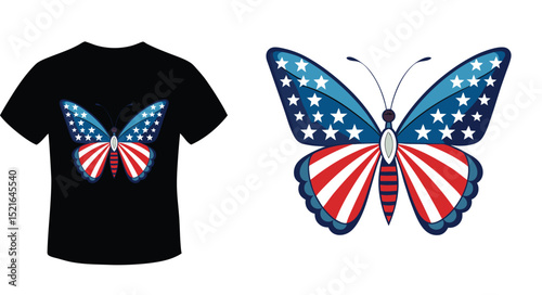 Adobe Illustrator Artwork Happy 4th Of July Patriotic American US Flag 4th Of July T-Shirt Design
