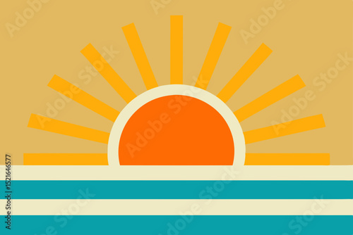 Yellow orange sun rays light up the sky with a warm sunbeam design
