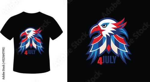 Adobe Illustrator Artwork Happy 4th Of July Patriotic American US Flag 4th Of July T-Shirt Design
