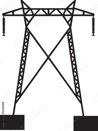 Vector Illustration of High Voltage Electricity Transmission Tower.