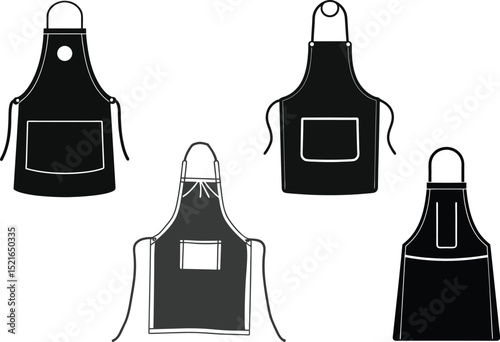 Set of kitchen apron silhouettes vector design 