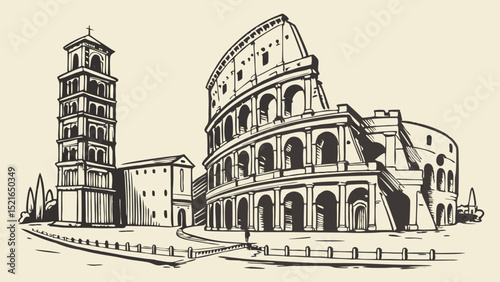 italian or greek style vacation hand drawn vector  