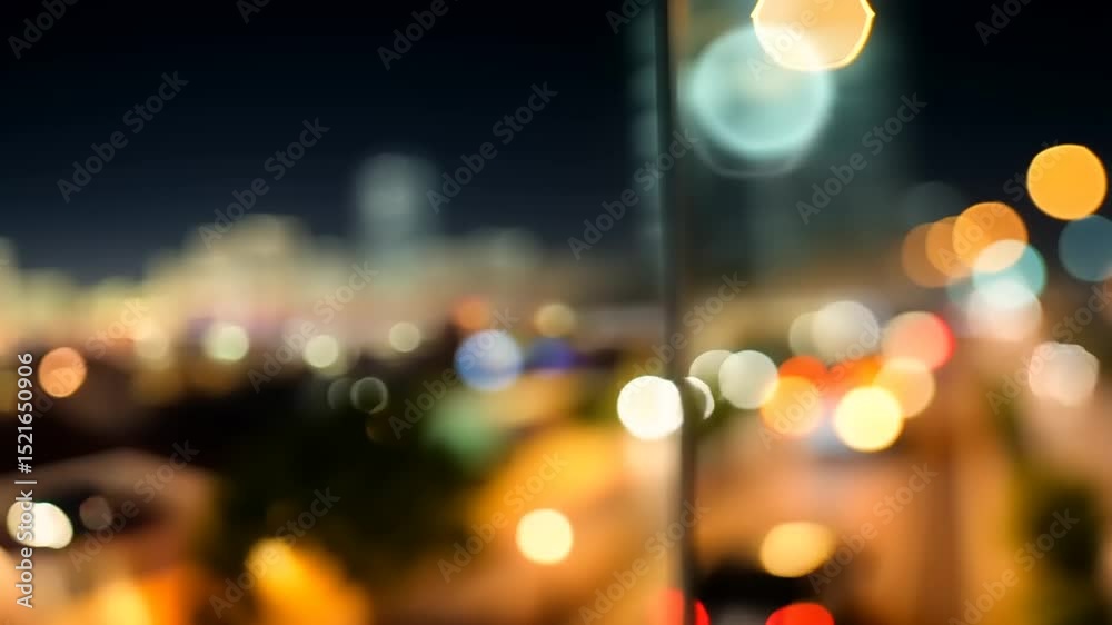Abstract frame background with bokeh effect of city lights at night, cityscape