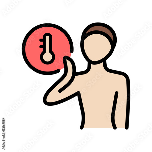 Hot flashes line icon. Disease or menopause symptom. Outline vector illustration icon. Isolated on white background.