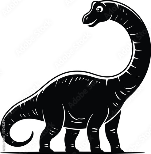 "Stylized Brachiosaurus Dinosaur Silhouette Vector Design, Transparent Background"