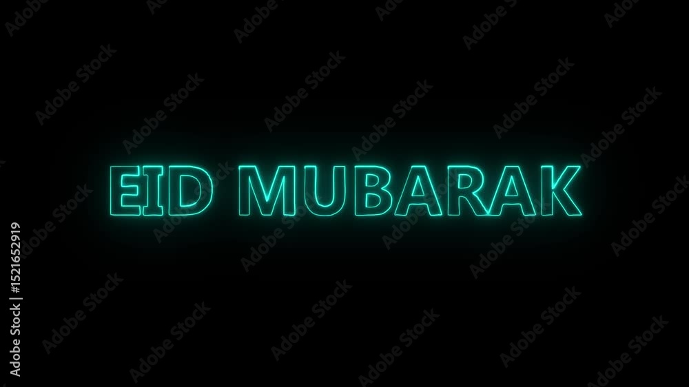 white color EID Mubarak glowing neon text icon animation offer sale discount store price shopping template banner text letter sign symbol on black background.4k graphic motion