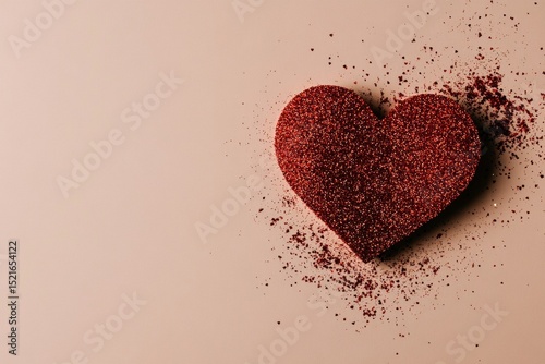 Glitter Heart Decoration on Soft Surface for Creative Projects and Celebrations