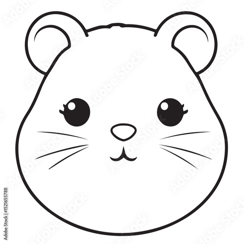Adorable cartoon hamster face outline illustration