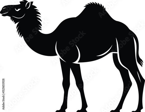 "Simple Black Camel Silhouette Vector Illustration"