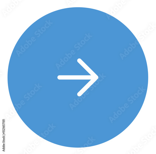 Next Arrow Button in Blue Circle – Flat Vector UI