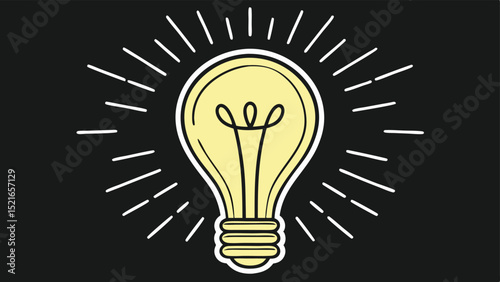 Vector illustration of a glowing light bulb with sparks emanating in a creative design