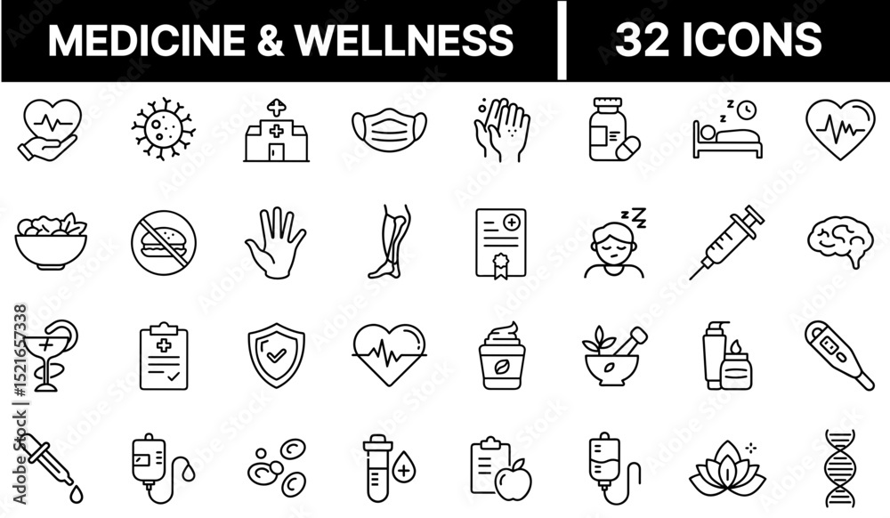 Medicine and Wellness Icon Representing Healthcare, Treatment, and Holistic Wellbeing