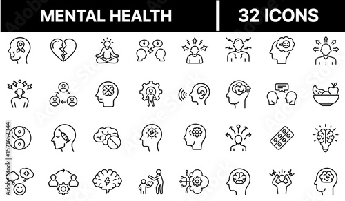 Mental Health Icon Representing Emotional Wellbeing, Psychological Support, and Self-Care