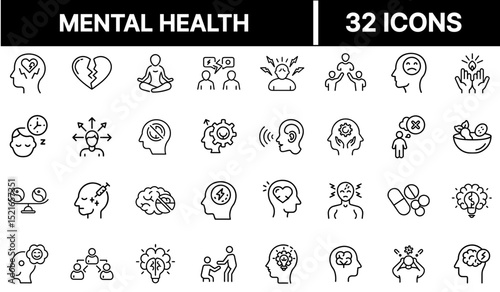 Mental Health Icon Representing Emotional Wellbeing, Psychological Support, and Self-Care