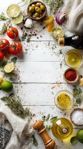 Fresh Ingredients Arranged on a Wooden Table for a Vibrant Culinary Creation.