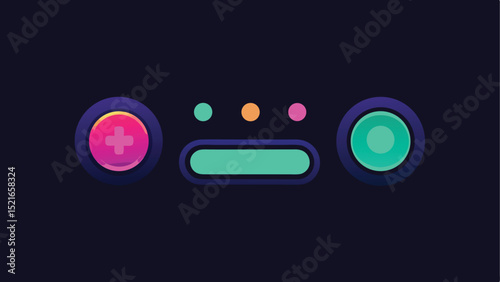 Vector ui design with glowing buttons and toggles for modern user interface elements