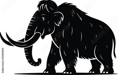 "Stylized Woolly Mammoth Silhouette Vector Design"
