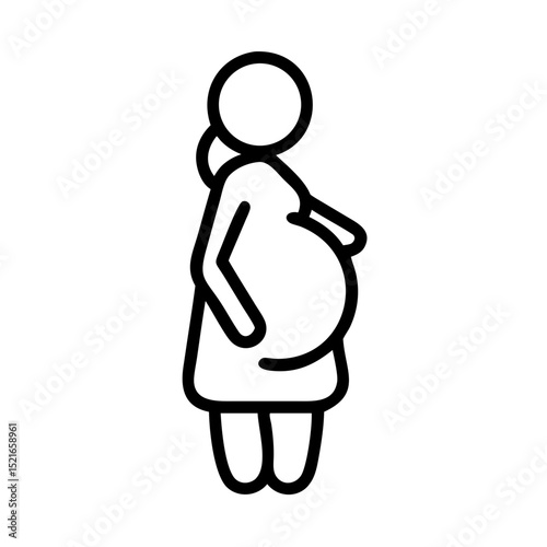 Simple line art icon of a pregnant woman expecting a baby