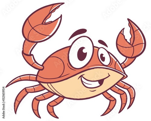 Happy cartoon crab illustration for children s book or design