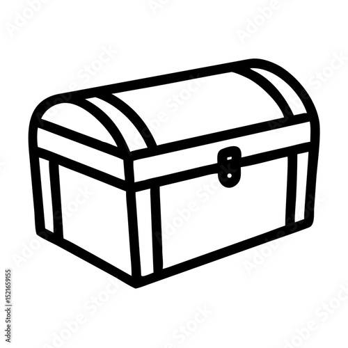 Simple line drawing of a closed wooden treasure chest