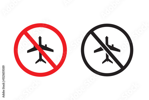 Prohibition sign. No plane. Vector design. Illustration on white background. EPS10