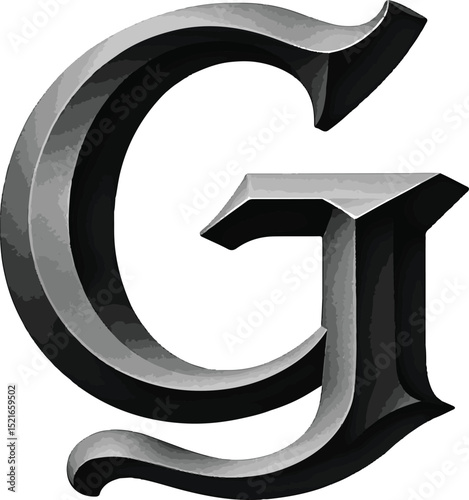 3D English  letter  G vector art illustration