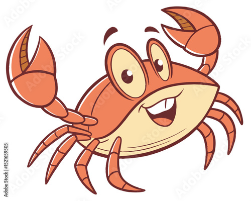 Happy cartoon crab illustration for children s book or design