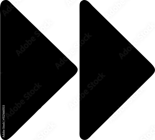 Dual Fast - forward Arrows - shaped Vector Icon. Editable outline. Represents media, video, audio fast - forwarding. Vector illustration.