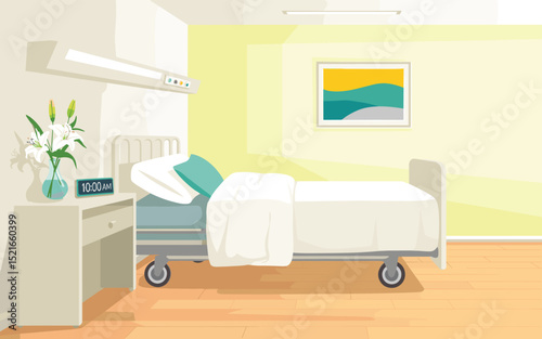 Modern Hospital Room Vector Illustration Clean, Calm, and Comfortable