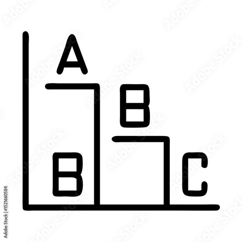 Hand drawn bar chart showing rankings a b c business data visualization