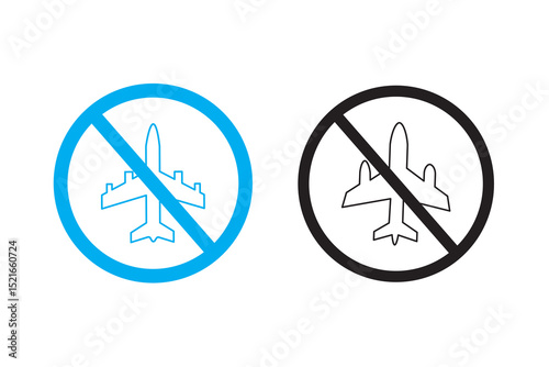 Plane Prohibited Minimalistic Outline Icon for Web and Graphic Design, Apps, Banners, Social Network and Cards