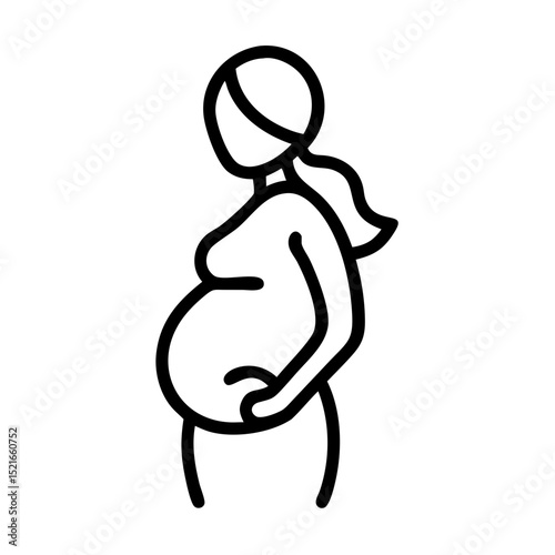 Simple line drawing of a pregnant woman silhouette
