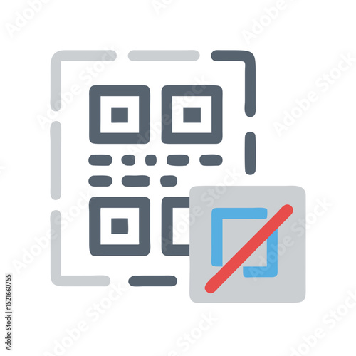 Qr code scanning disabled icon illustration graphic design