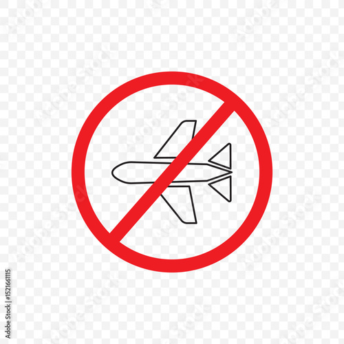 Plane Prohibited Minimalistic Outline Icon for Web and Graphic Design, Apps, Banners, Social Network and Cards