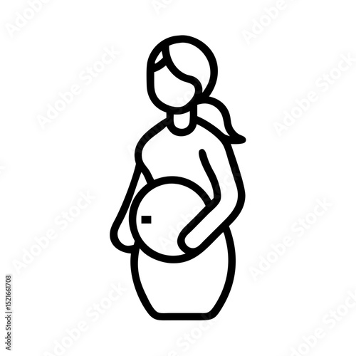 Simple line art icon of pregnant woman expecting a baby