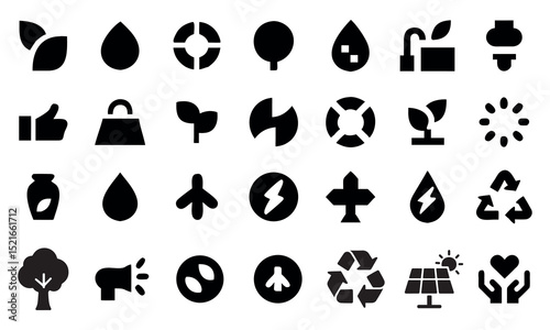 Sustainable Living Icons Eco-Friendly Symbols for Green Initiatives