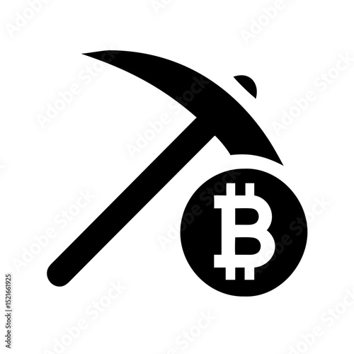 Bitcoin mining pickaxe icon cryptocurrency digital currency blockchain technology