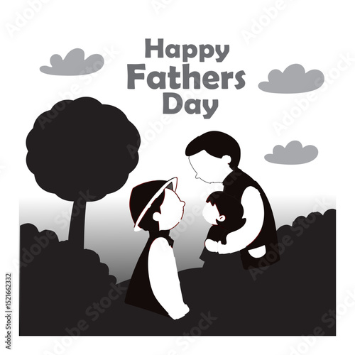 Happy father day with Silhouette son is riding his father's neck at Mountain peaks in evening time vector design father and son Father holding his children father and son in the park. 