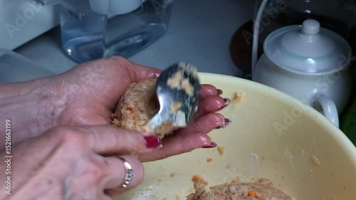 Cooking and sculpting fish cutlets at home lifestyle