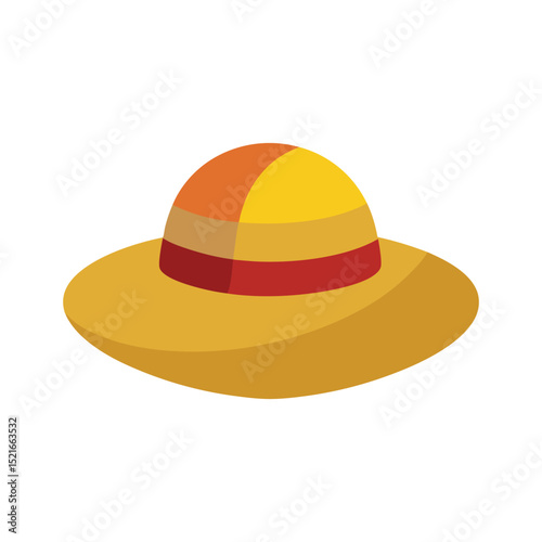 Straw hat illustration isolated summer vacation fashion accessory headwear icon
