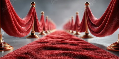 Red carpet setup in a stylish venue for a glamorous event in the evening light