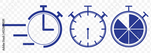 Stopwatch flat style Blue vector isolated on Transparent Background. EPS 10.