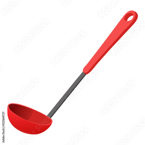 Red plastic ladle kitchen utensil cooking tool illustration